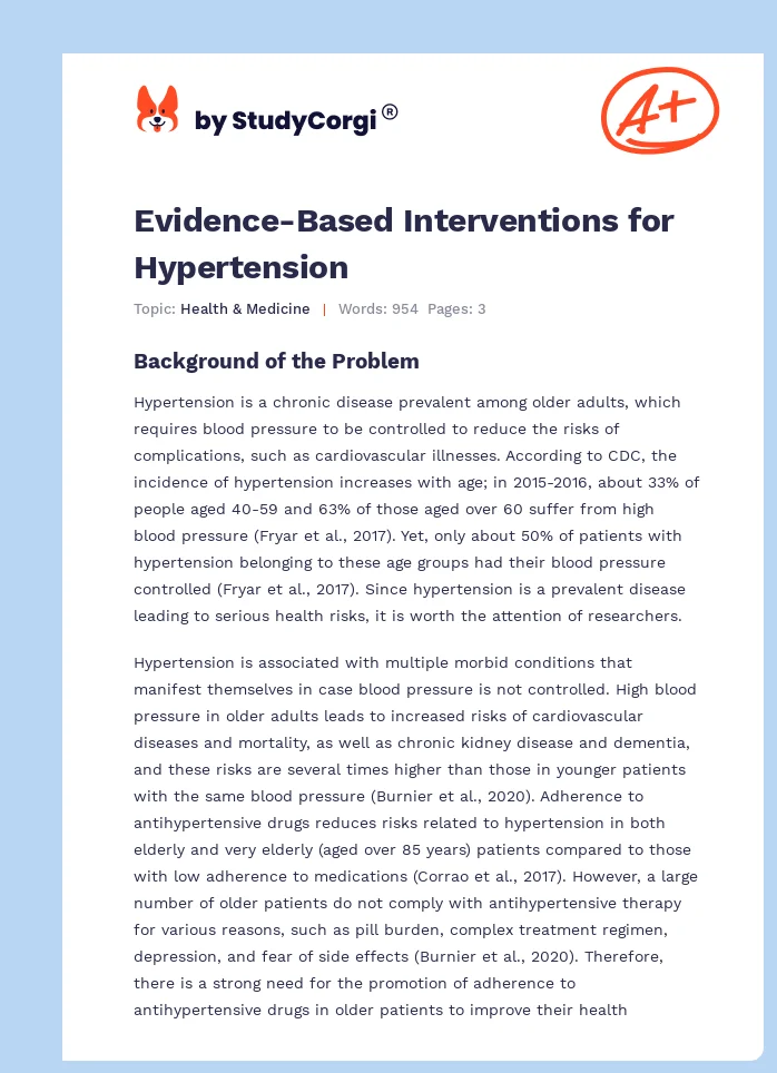 Evidence-Based Interventions for Hypertension. Page 1
