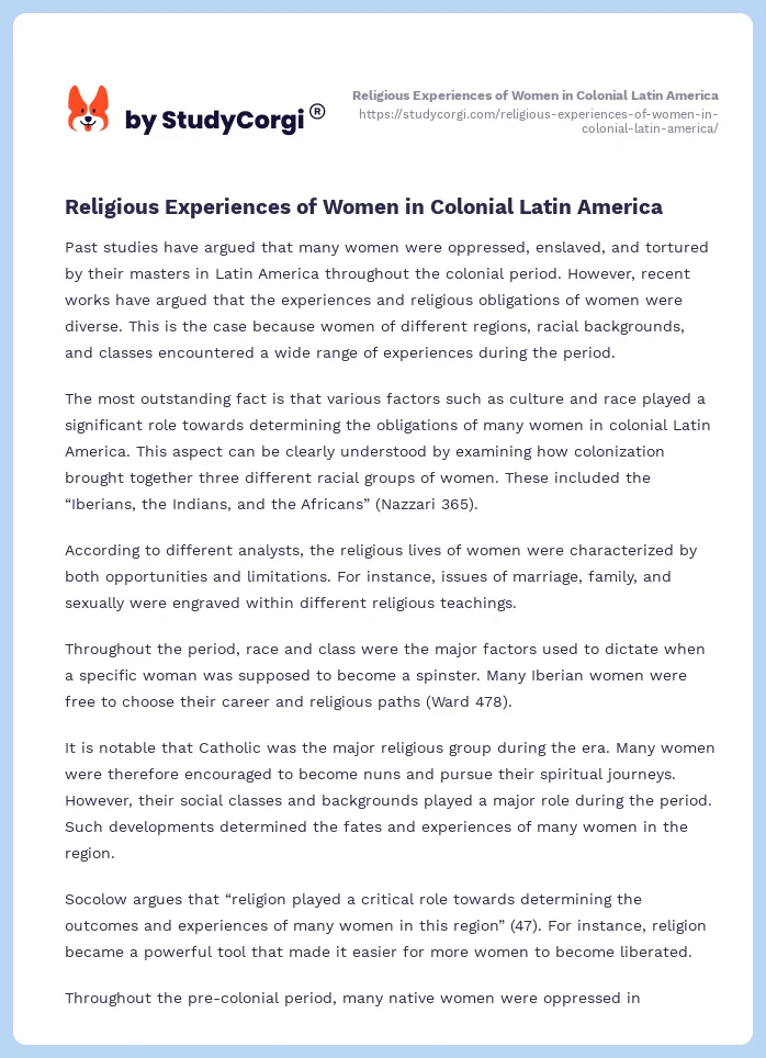 Religious Experiences of Women in Colonial Latin America. Page 2