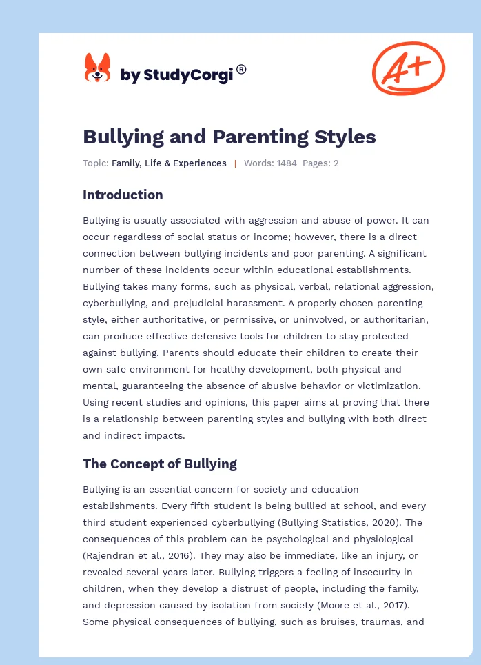 Bullying and Parenting Styles. Page 1