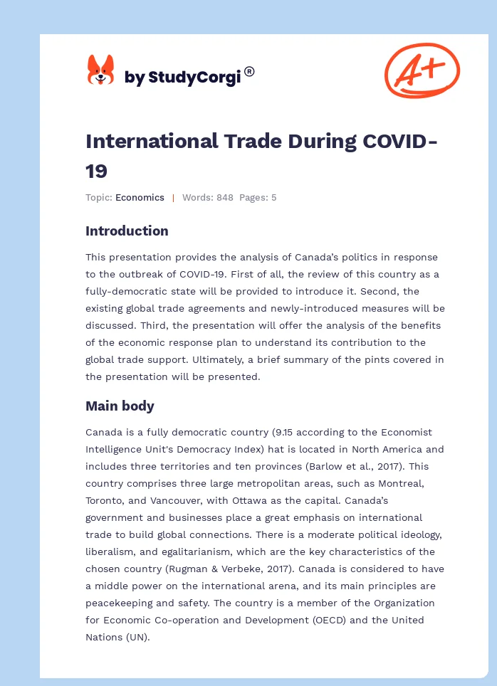 International Trade During COVID-19. Page 1