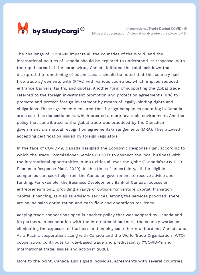 International Trade During COVID-19. Page 2