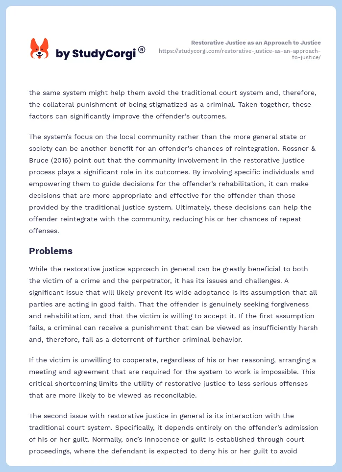 Restorative Justice as an Approach to Justice. Page 2