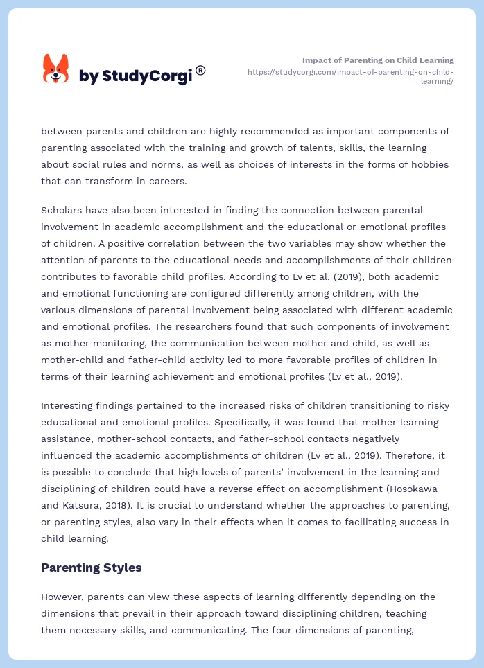 Impact of Parenting on Child Learning. Page 2