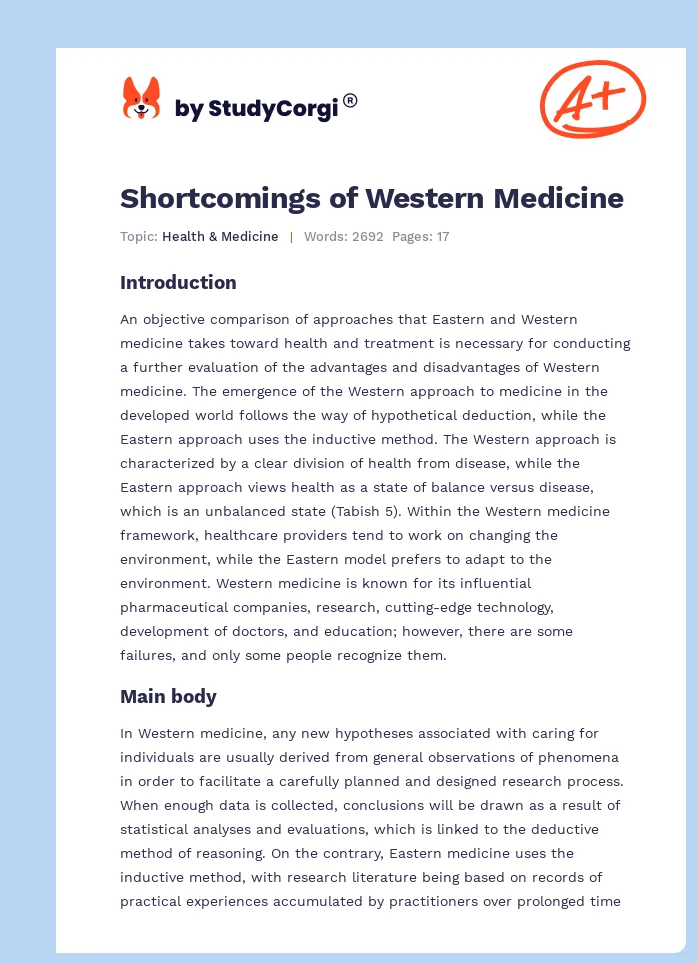Shortcomings of Western Medicine. Page 1