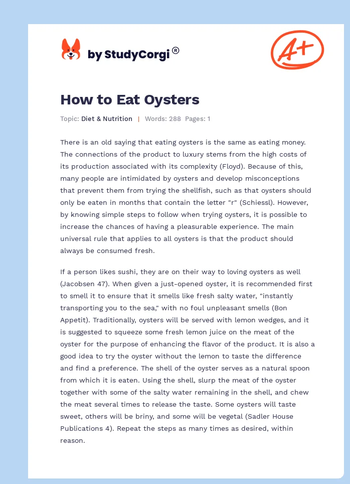 How to Eat Oysters. Page 1