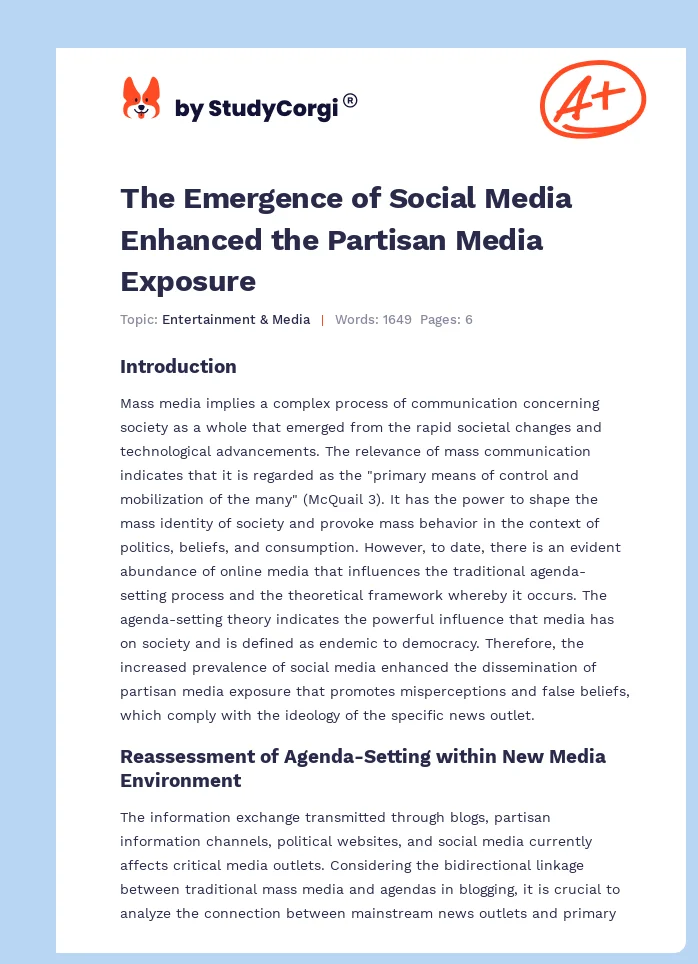 The Emergence of Social Media Enhanced the Partisan Media Exposure. Page 1