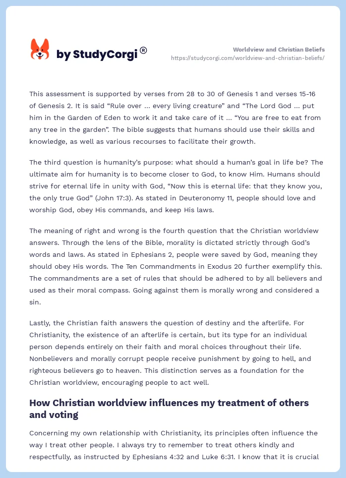Worldview and Christian Beliefs. Page 2