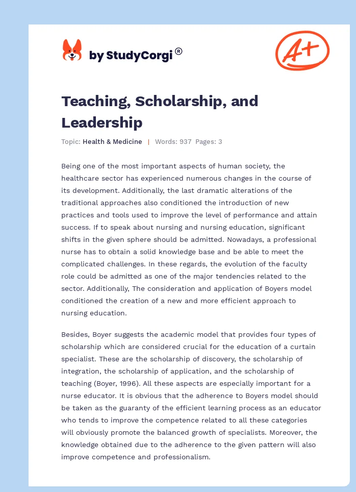 Teaching, Scholarship, and Leadership. Page 1