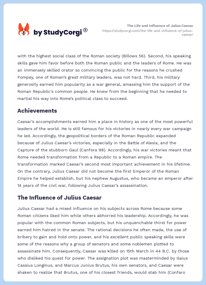 The Life and Influence of Julius Caesar. Page 2