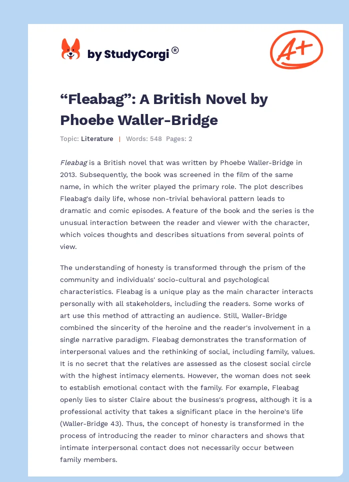“Fleabag”: A British Novel by Phoebe Waller-Bridge. Page 1