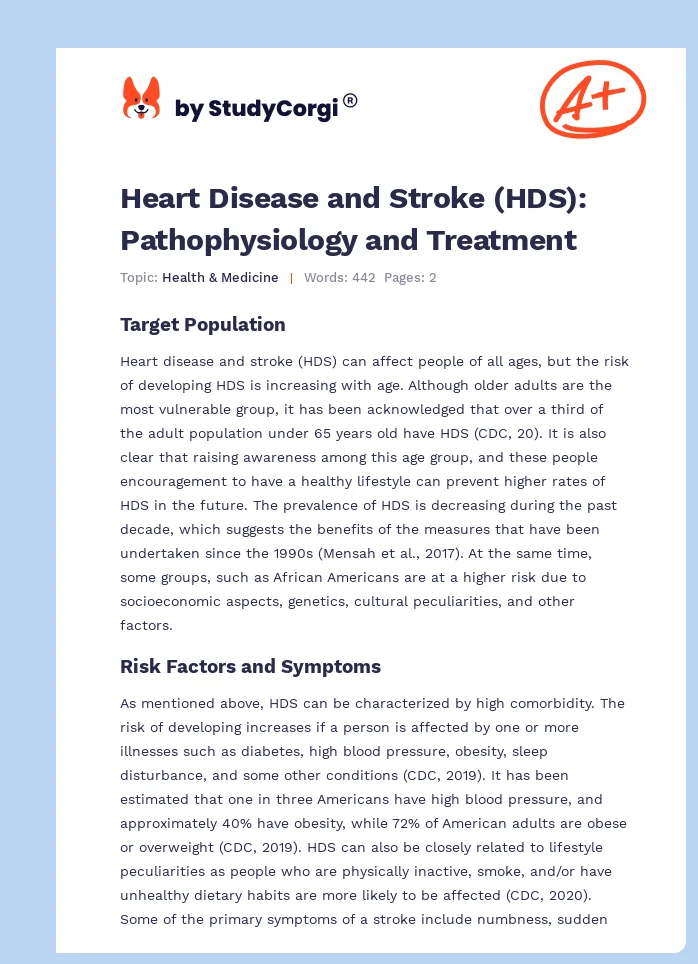 Heart Disease and Stroke (HDS): Pathophysiology and Treatment. Page 1