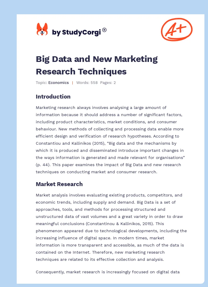 Big Data and New Marketing Research Techniques. Page 1