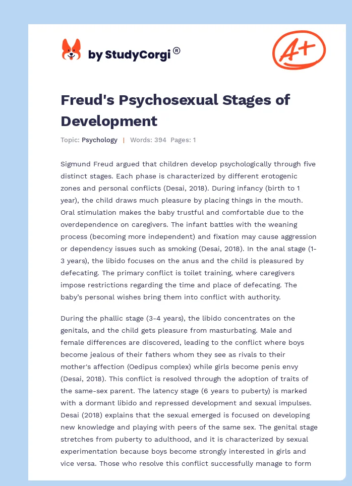 Freud's Psychosexual Stages of Development. Page 1