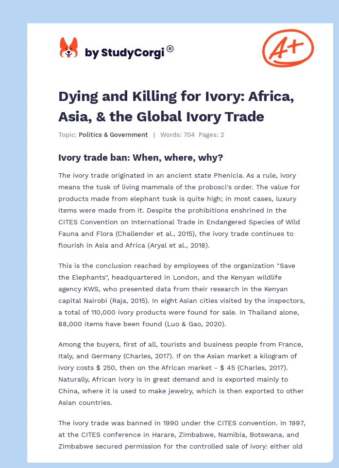 Dying and Killing for Ivory: Africa, Asia, & the Global Ivory Trade. Page 1