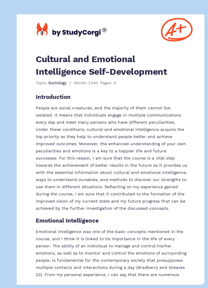 Cultural and Emotional Intelligence Self-Development. Page 1