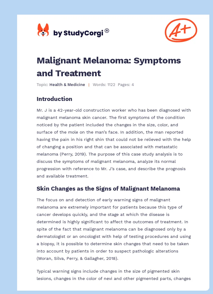Malignant Melanoma: Symptoms and Treatment. Page 1