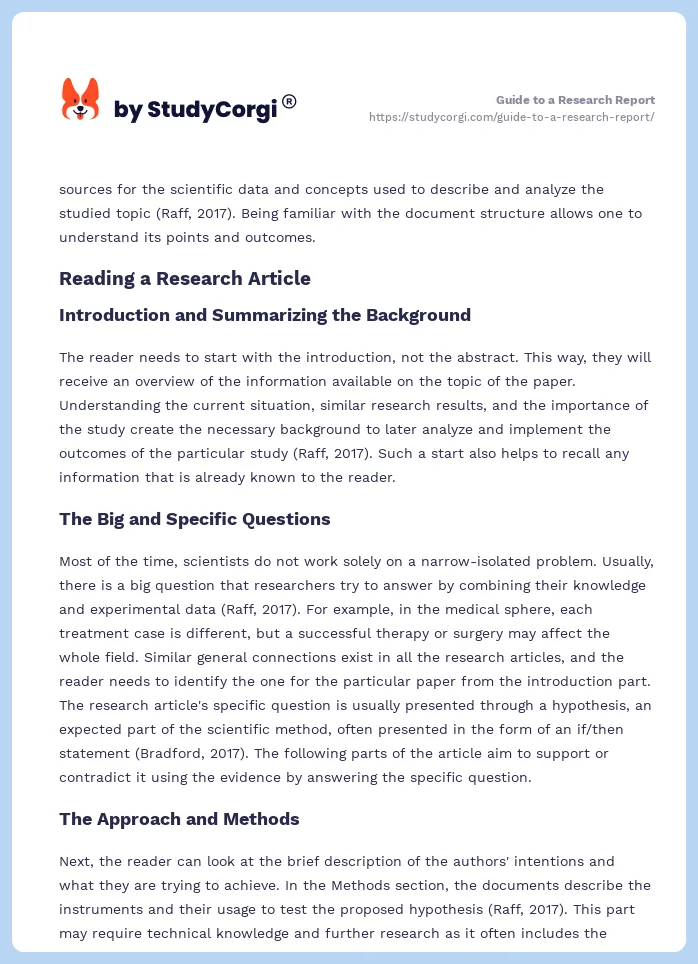 Guide to a Research Report. Page 2