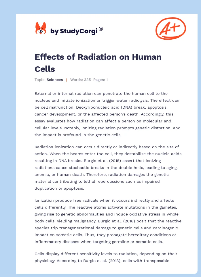 Effects of Radiation on Human Cells. Page 1
