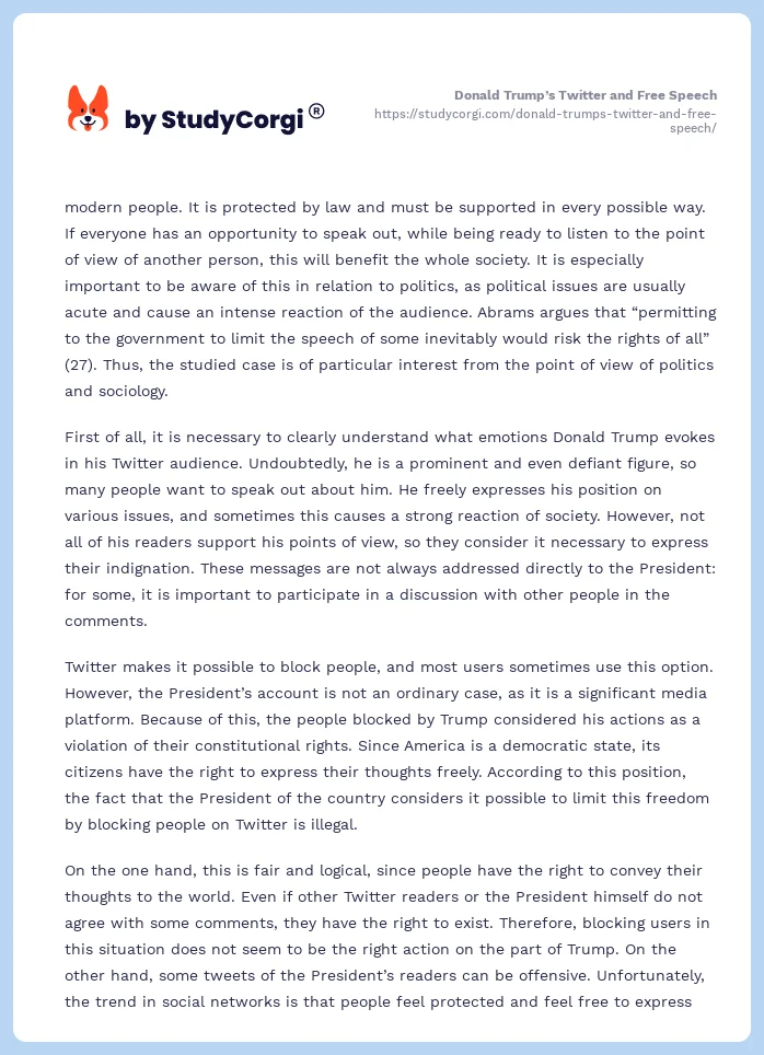 Donald Trump’s Twitter and Free Speech. Page 2