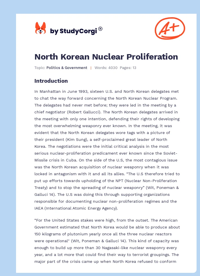 North Korean Nuclear Proliferation. Page 1