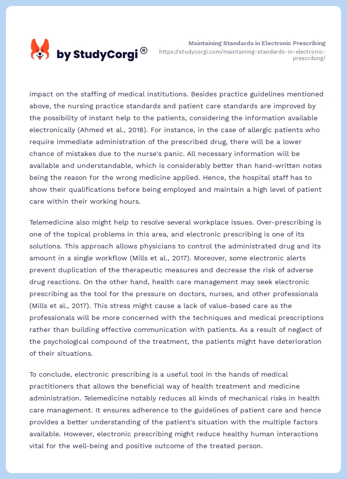 Maintaining Standards in Electronic Prescribing. Page 2