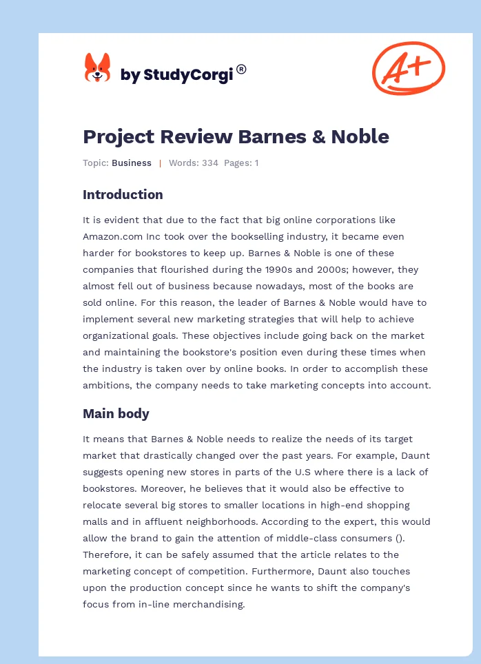 Project Review Barnes & Noble. Page 1