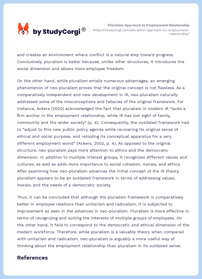 Pluralism Approach to Employment Relationship. Page 2
