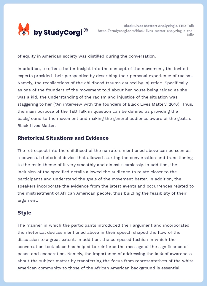 Black Lives Matter: Analyzing a TED Talk. Page 2