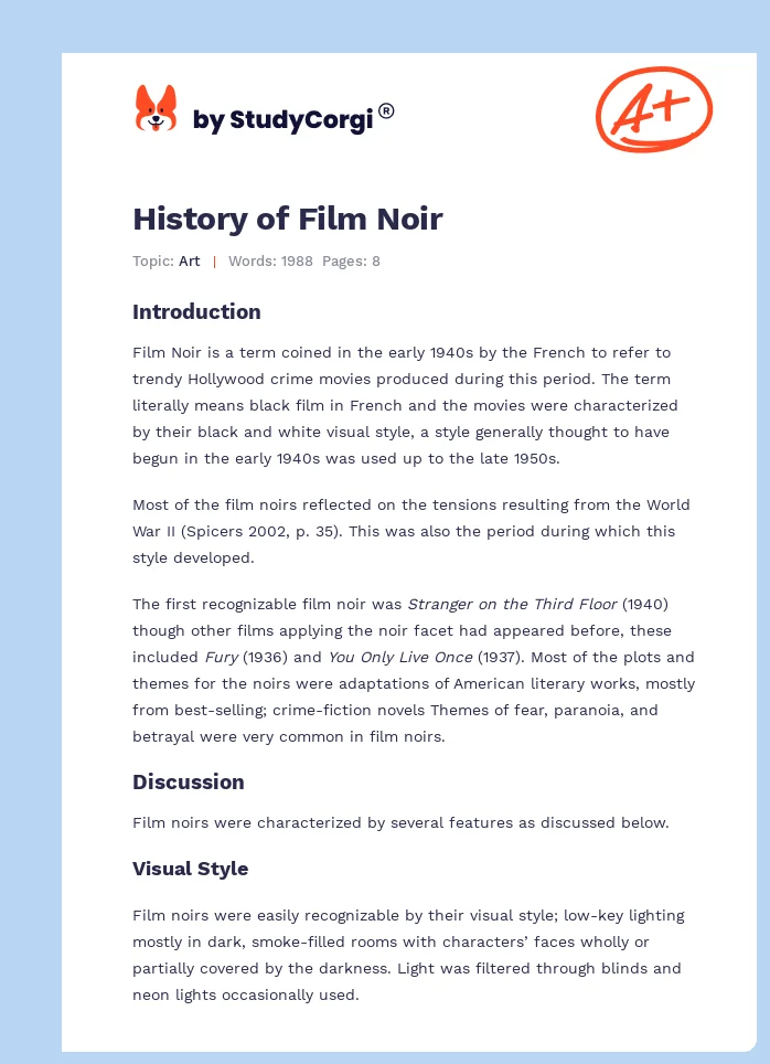 History of Film Noir. Page 1