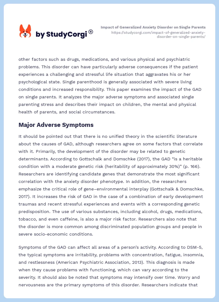 Impact of Generalized Anxiety Disorder on Single Parents. Page 2