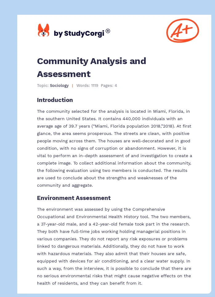 Community Analysis and Assessment. Page 1