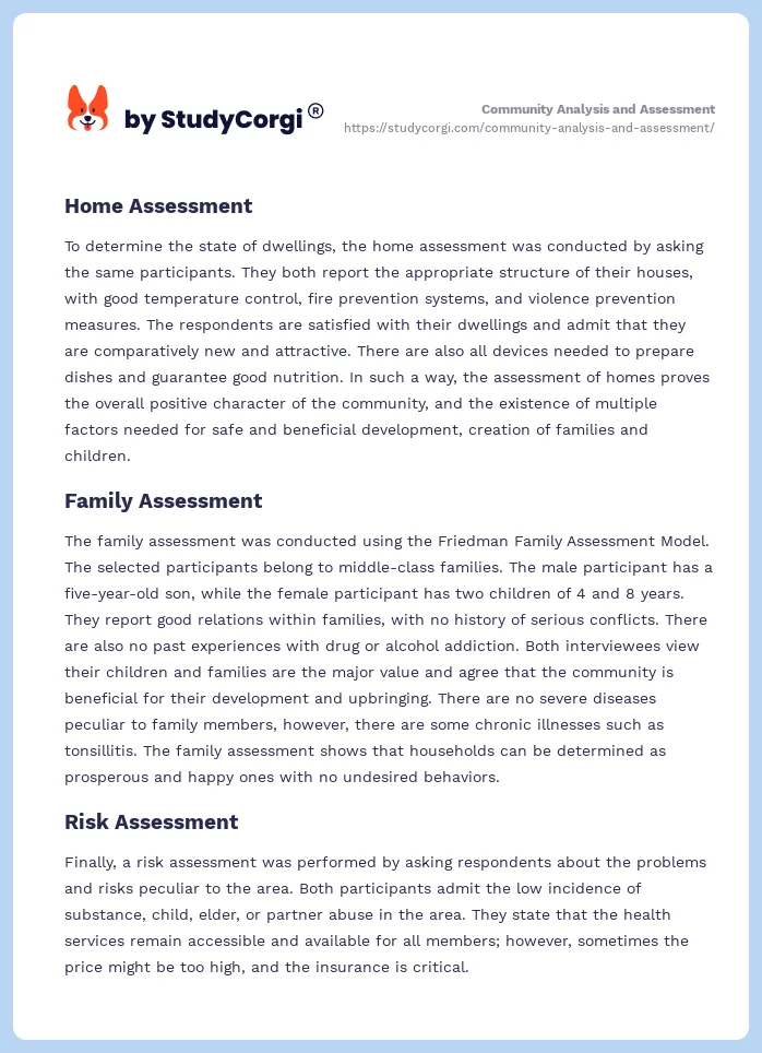 Community Analysis and Assessment. Page 2