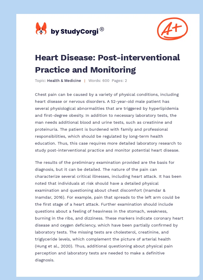 Heart Disease: Post-interventional Practice and Monitoring. Page 1