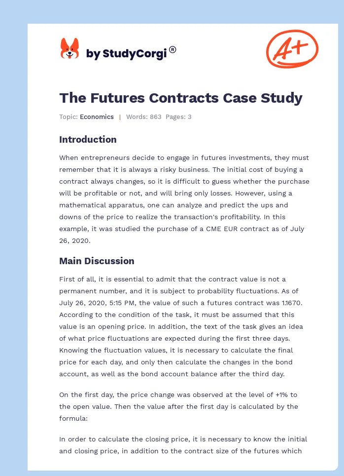 The Futures Contracts Case Study. Page 1