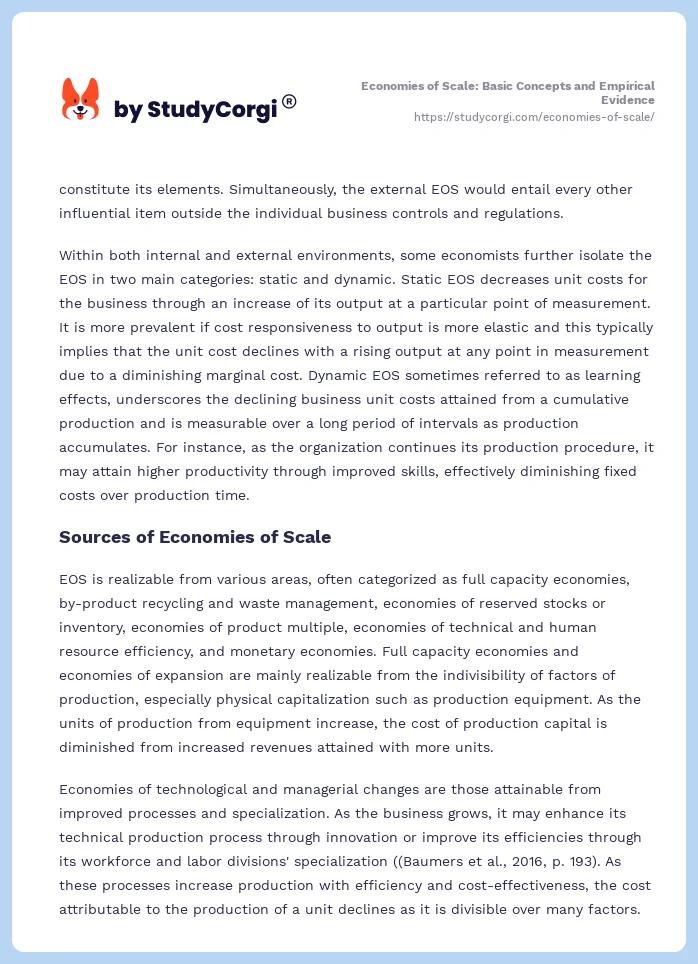 Economies of Scale: Basic Concepts and Empirical Evidence. Page 2
