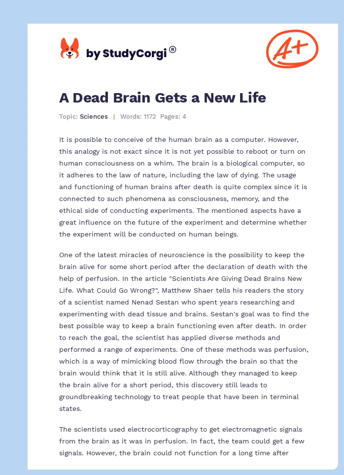 A Dead Brain Gets a New Life. Page 1