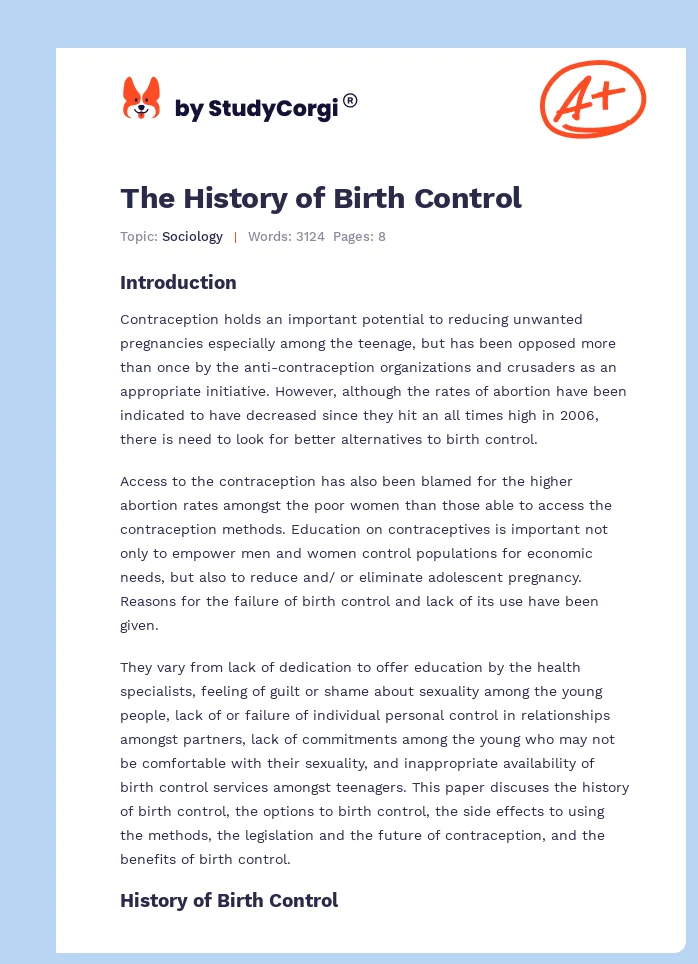 The History of Birth Control. Page 1