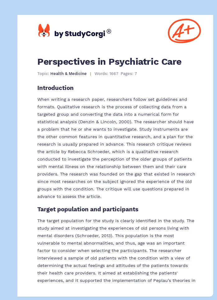 Perspectives in Psychiatric Care. Page 1