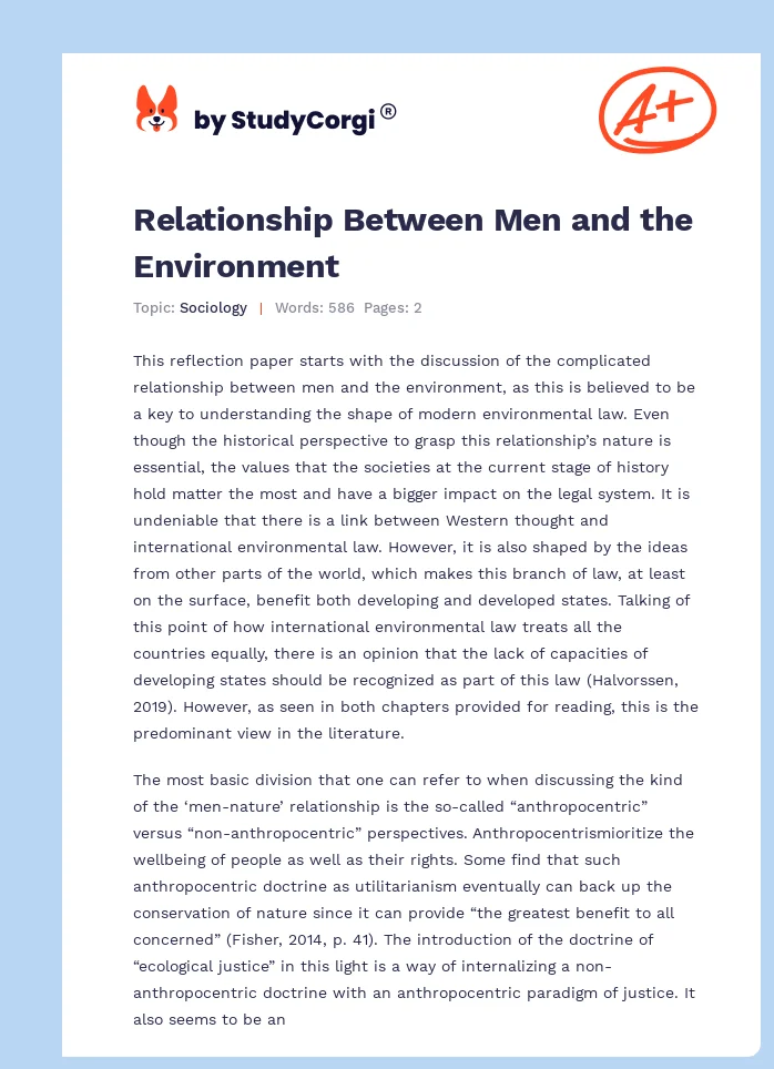 Relationship Between Men and the Environment. Page 1