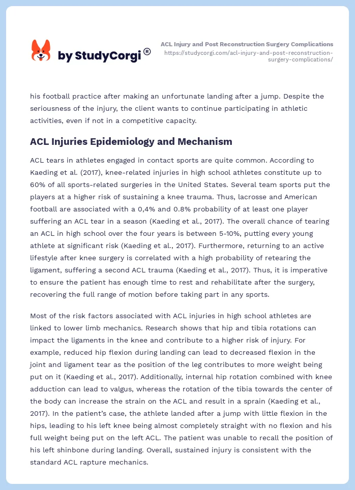 ACL Injury and Post Reconstruction Surgery Complications. Page 2
