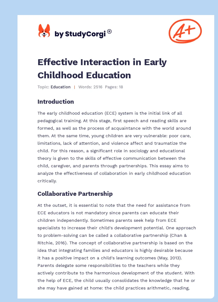Effective Interaction in Early Childhood Education. Page 1