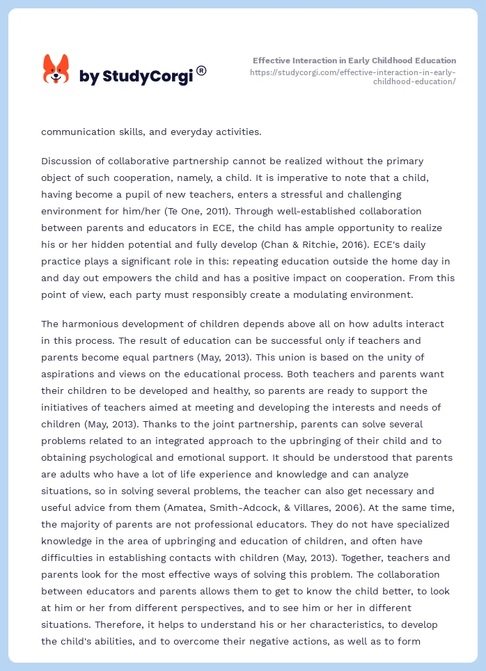 Effective Interaction in Early Childhood Education. Page 2