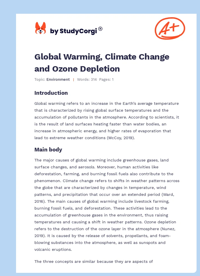 Global Warming, Climate Change and Ozone Depletion. Page 1