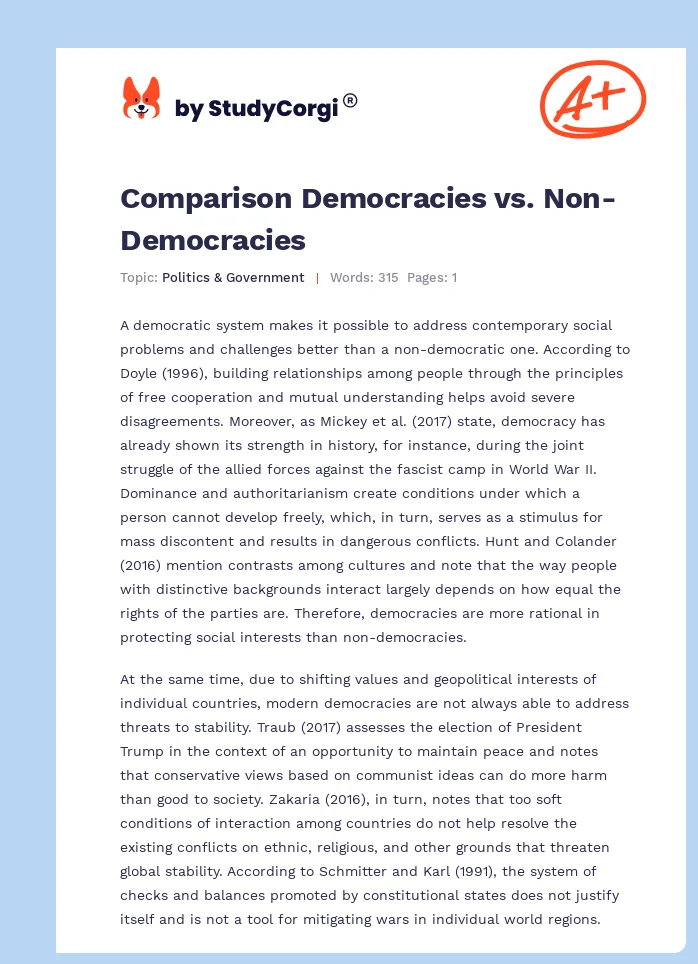 Comparison Democracies vs. Non-Democracies. Page 1