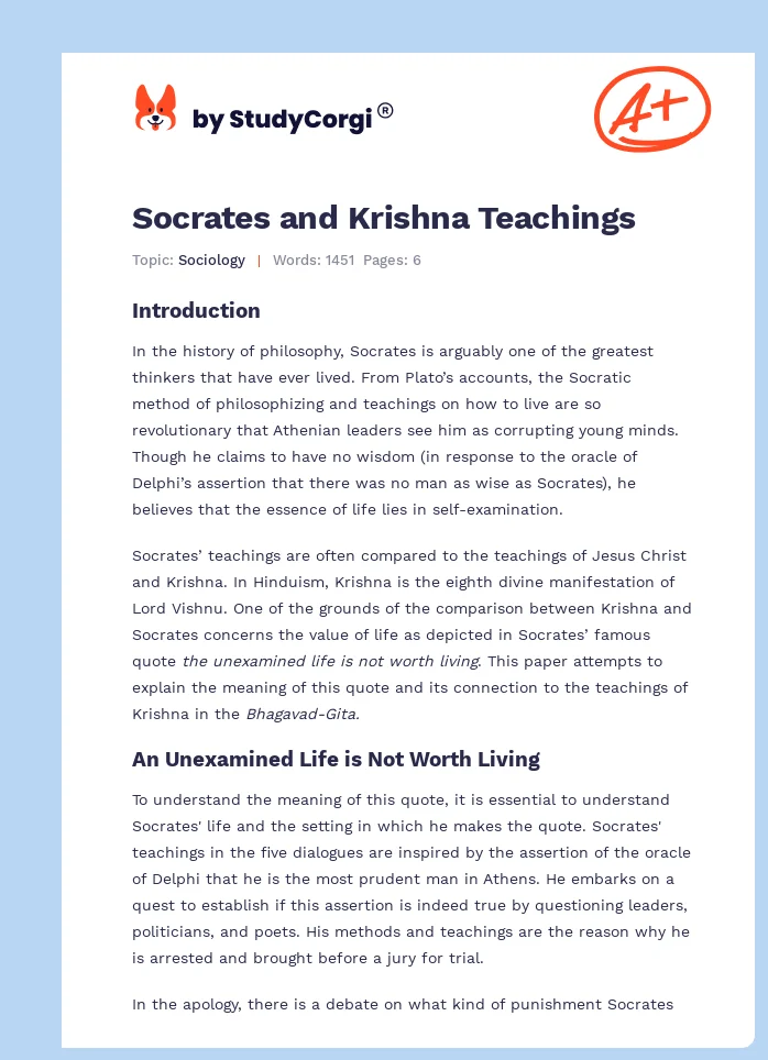 Socrates and Krishna Teachings. Page 1