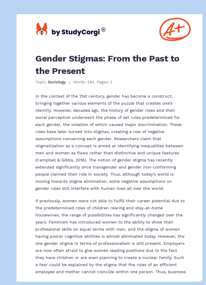 Gender Stigmas: From the Past to the Present. Page 1