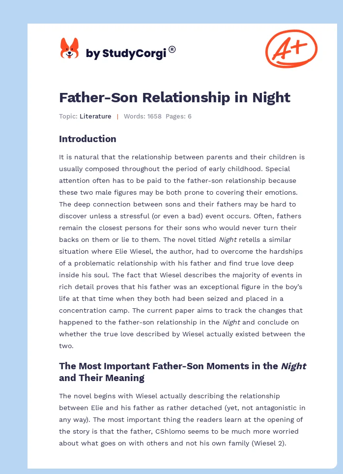 father and son relationship in night essay