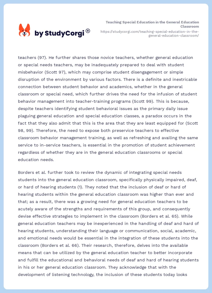 Teaching Special Education in the General Education Classroom. Page 2