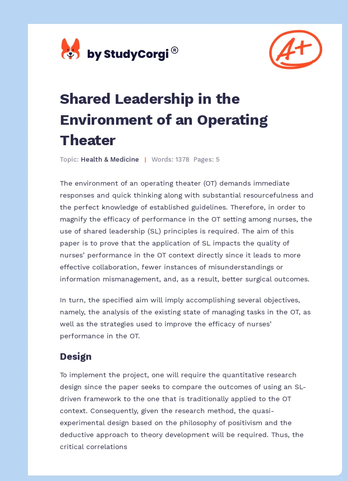 Shared Leadership in the Environment of an Operating Theater. Page 1