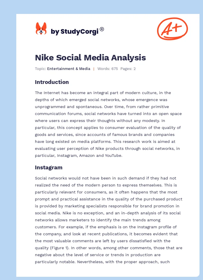 Nike Social Media Analysis. Page 1